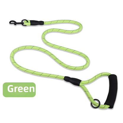 Correa reflectiva para mascotas Previene jalones impestivos correa con agarradera triangular alcochonada