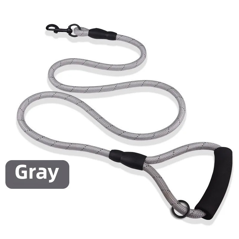 Correa reflectiva para mascotas Previene jalones impestivos correa con agarradera triangular alcochonada