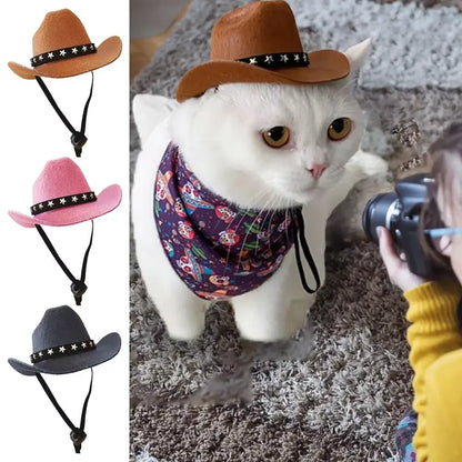 Sombrero de cowboy estrella para mascotas Sombreros para perros ajustables Disfraz de perro top Sombreros para mascotas Sombreros para perros combinable con Gafas de sol para mascotas Sombreros para gatos