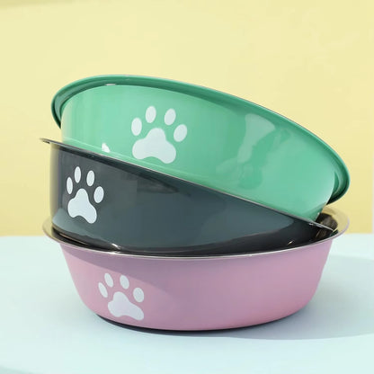 Tazón de acero inoxidable para perros con base de plástico antideslizante, comedero y bebedero para perros, platos para perros y gatos.