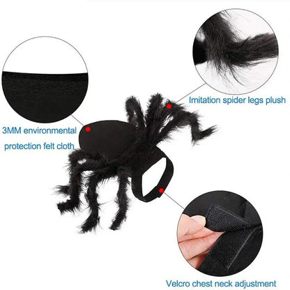 Disfraz de araña para Halloween, disfraz de araña negra espeluznante, ideal para perros y gatos, accesorios de cosplay para fiestas, atuendo divertido.