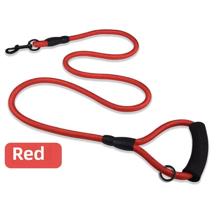 Correa reflectiva para mascotas Previene jalones impestivos correa con agarradera triangular alcochonada