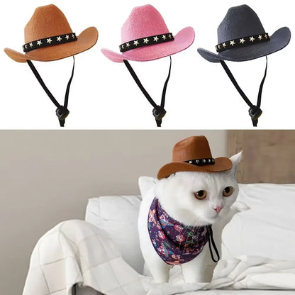 Sombrero de cowboy estrella para mascotas Sombreros para perros ajustables Disfraz de perro top Sombreros para mascotas Sombreros para perros combinable con Gafas de sol para mascotas Sombreros para gatos
