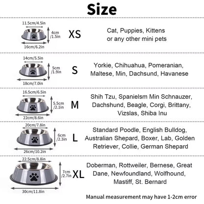 Stainless Steel Pet Bowl Cat Bowl Dog Food Bowl Multi-Specification Anti-Fall Food Bowl Food Bowl Feeding Pet Supplies