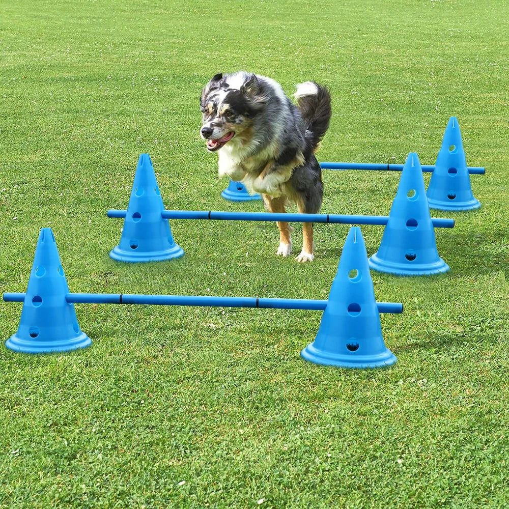 Set de 3 Obstáculos de Entrenamiento para Perros, Cono de Entrenamiento para Perros, Productos de Entrenamiento para Perros al Aire Libre, Equipos de Entrenamiento para Perros Corriendo, Barrera de Fútbol, Copa.