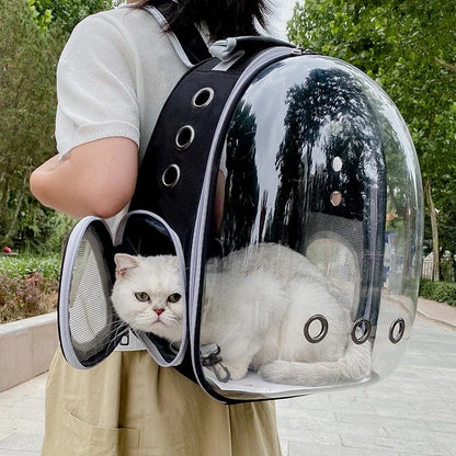 Mochilas transparentes transporte para gatos, mochila transpirable para mascotas, mochila portátil para cachorros y perros pequeños, bolsa de transporte con cápsula espacial para mascotas gatos perros hamsters guinea pigs conejos
