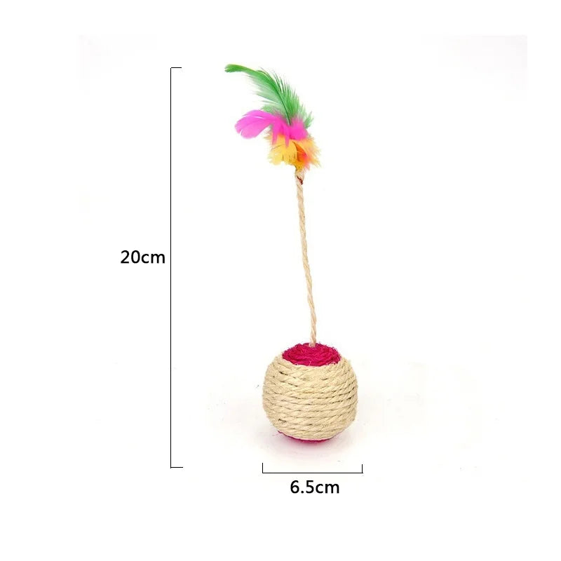 Juguete para gatos, pelota rascadora de sisal para gatos, juguete interactivo de entrenamiento para gatitos, suministros para gatos, divertido juguete de plumas, accesorio para gatos