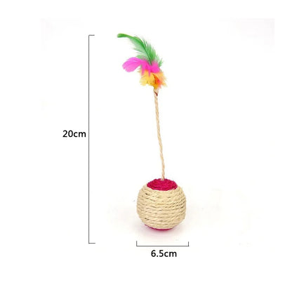 Juguete para gatos, pelota rascadora de sisal para gatos, juguete interactivo de entrenamiento para gatitos, suministros para gatos, divertido juguete de plumas, accesorio para gatos