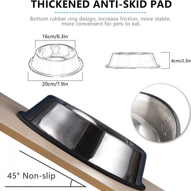 Stainless Steel Pet Bowl Cat Bowl Dog Food Bowl Multi-Specification Anti-Fall Food Bowl Food Bowl Feeding Pet Supplies