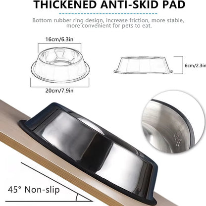 Stainless Steel Pet Bowl Cat Bowl Dog Food Bowl Multi-Specification Anti-Fall Food Bowl Food Bowl Feeding Pet Supplies