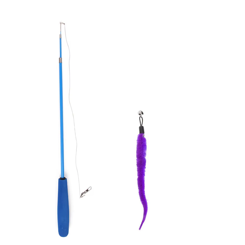 Varita de juego interactivo con plumas para gato retractible plumas con campana atrapador para ejercicio de gatos