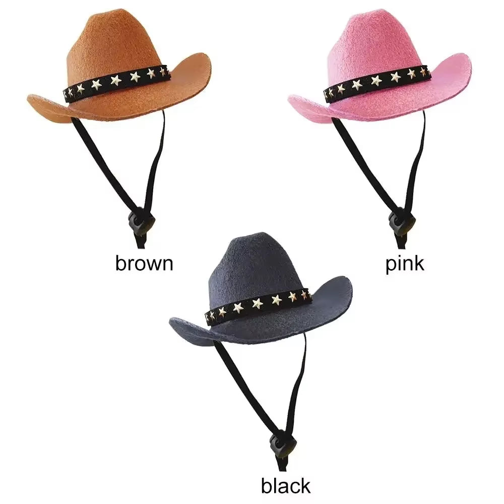 Sombrero de cowboy estrella para mascotas Sombreros para perros ajustables Disfraz de perro top Sombreros para mascotas Sombreros para perros combinable con Gafas de sol para mascotas Sombreros para gatos