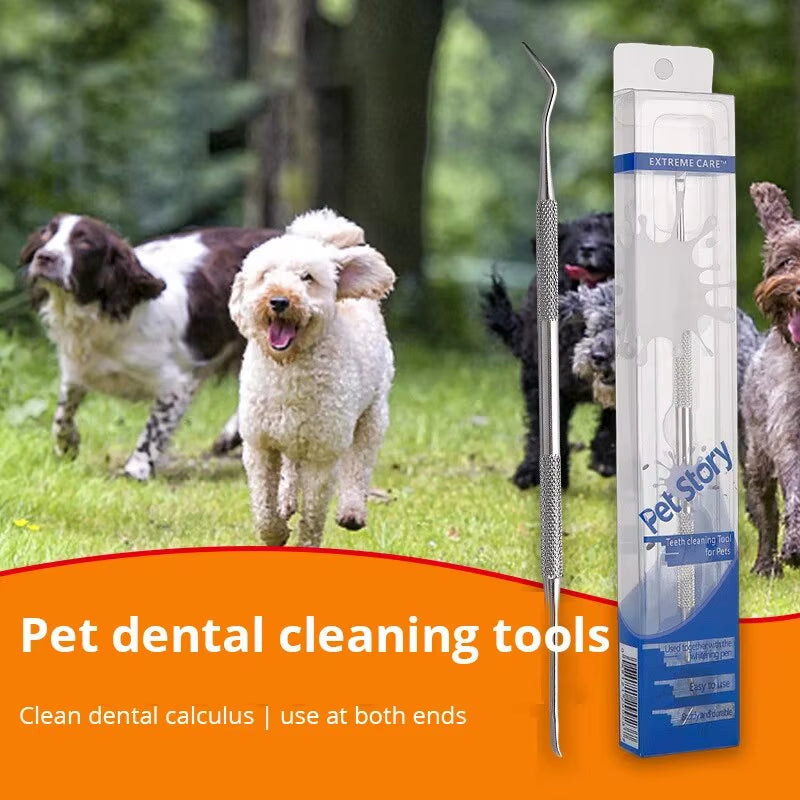 Limpiador de dientes para perros y mascotas, removedor de sarro, dental de acero inoxidable, herramienta de limpieza bucal para refrescar el aliento de los cachorros, perros y gatos.