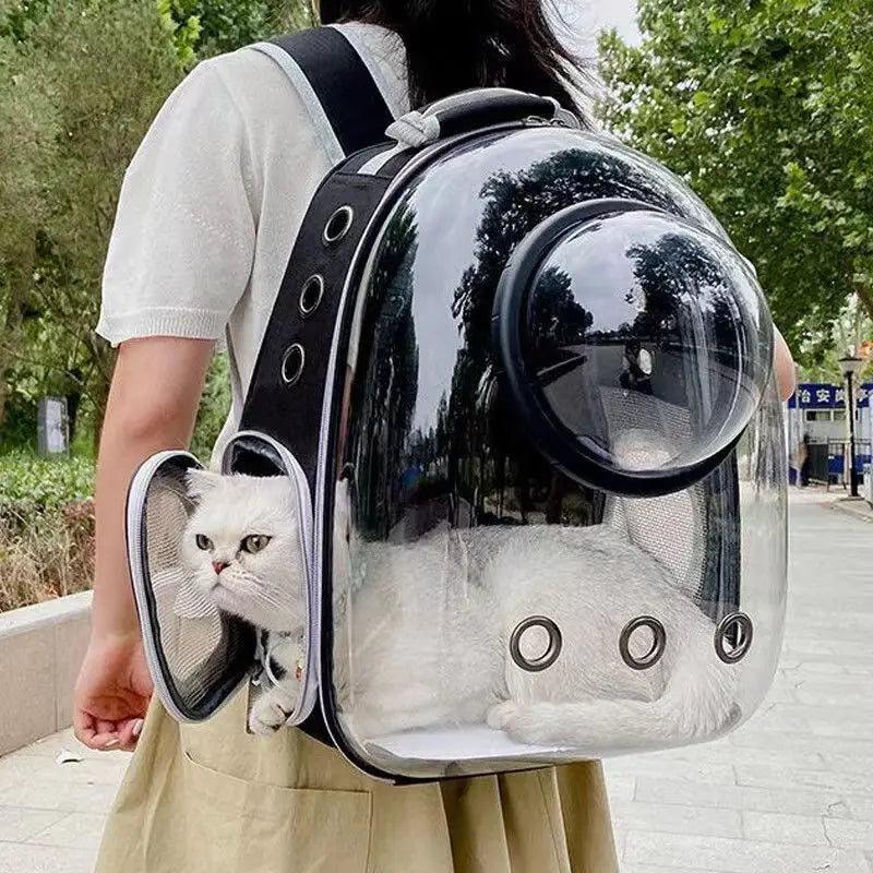 Mochilas transparentes transporte para gatos, mochila transpirable para mascotas, mochila portátil para cachorros y perros pequeños, bolsa de transporte con cápsula espacial para mascotas gatos perros hamsters guinea pigs conejos