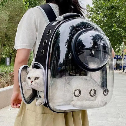 Mochilas transparentes transporte para gatos, mochila transpirable para mascotas, mochila portátil para cachorros y perros pequeños, bolsa de transporte con cápsula espacial para mascotas gatos perros hamsters guinea pigs conejos