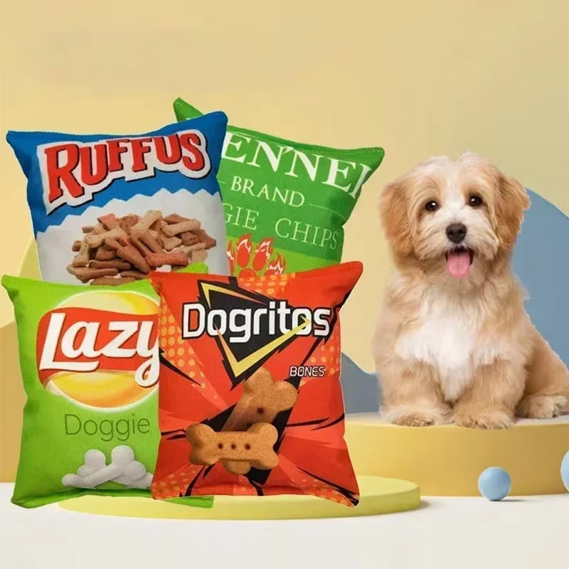 Bolsa de Papas Fritas Juguetes divertidos para perros con emisor de sonido Juguetes de comida interactivos para perros pequeños y medianos Juguetes divertidos y sonido para cachorros juguetes de mordisqueo interactivos