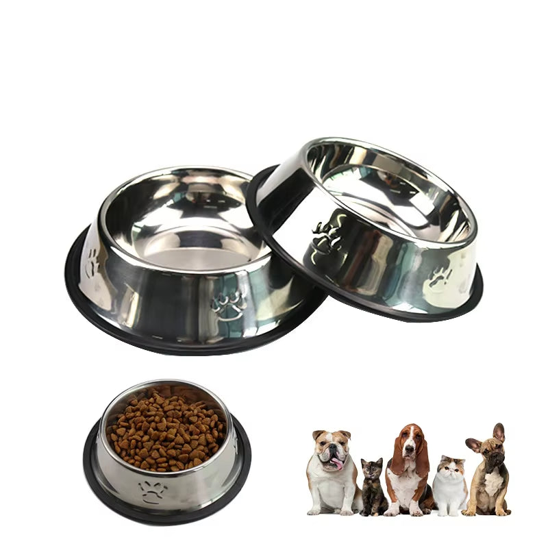 Comedero de acero inoxidable para perros antideslizante, para gatos y perros, accesorios de comida