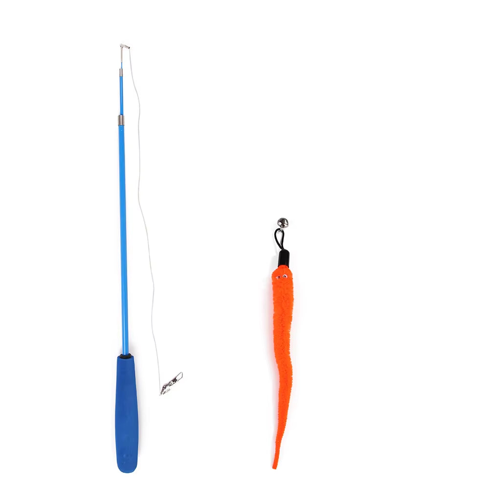Varita de juego interactivo con plumas para gato retractible plumas con campana atrapador para ejercicio de gatos