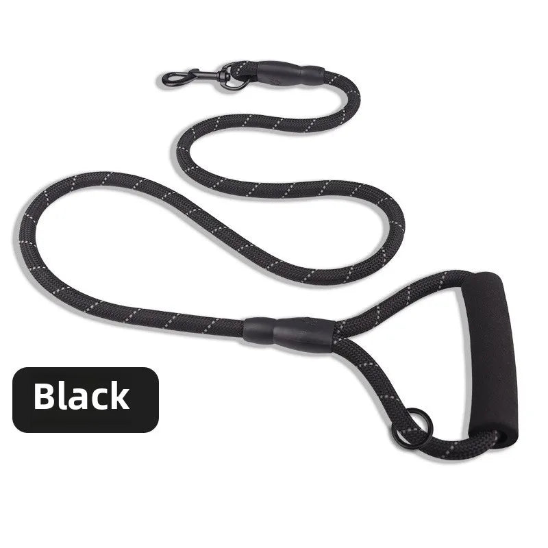 Correa reflectiva para mascotas Previene jalones impestivos correa con agarradera triangular alcochonada